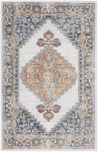 Nourison Astra Grey & Gold Pet Friendly Machine Washable Rug - 2'2" x 4'