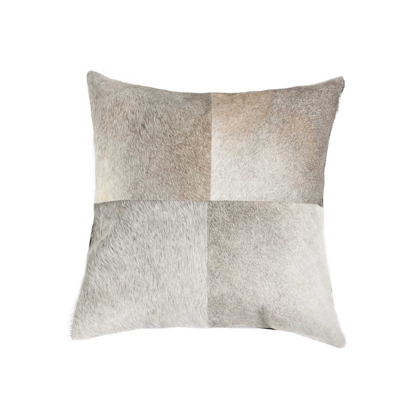 Gray Geometric Color Block Cowhide Pillow