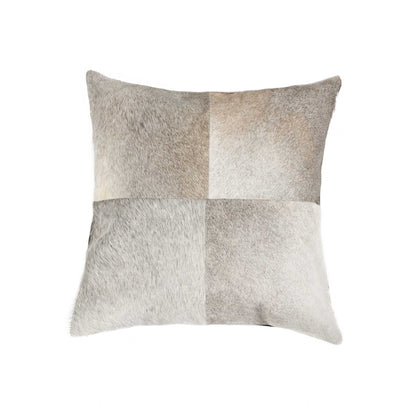 Gray Geometric Color Block Cowhide Pillow
