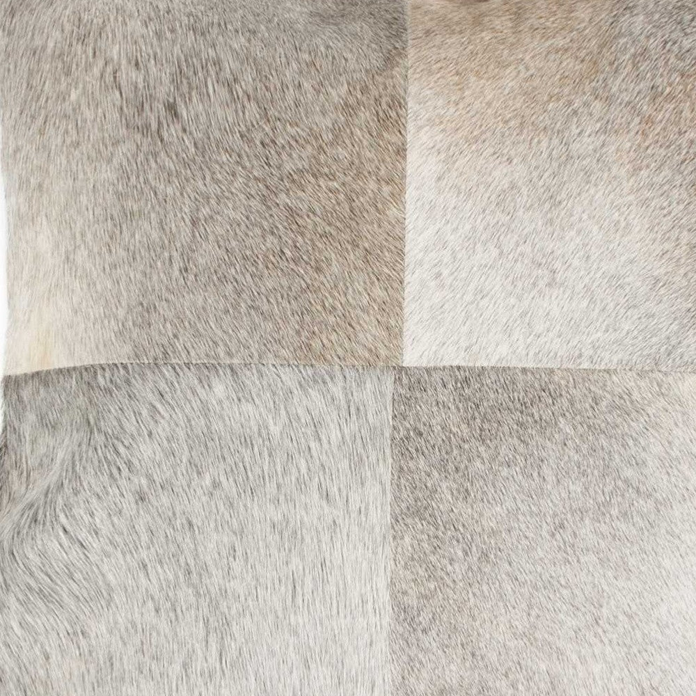 Gray Geometric Color Block Cowhide Pillow