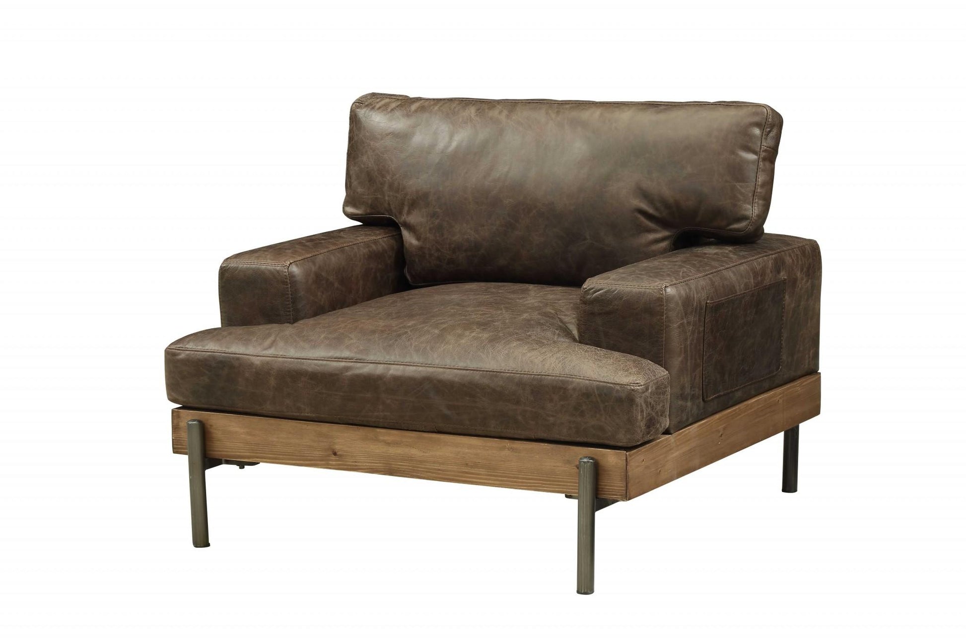 Chocolate & Gray Faux Leather Chair and a Half