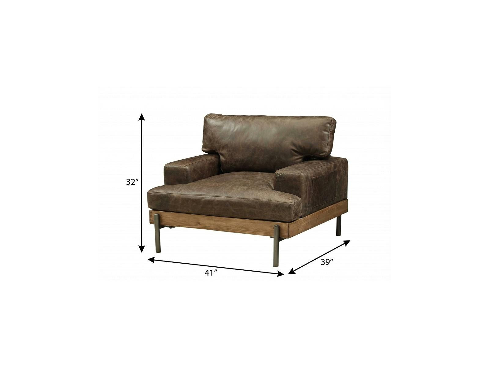 Chocolate & Gray Faux Leather Chair and a Half