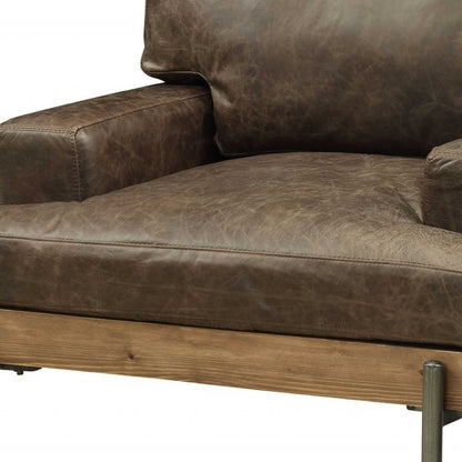 Chocolate & Gray Faux Leather Chair and a Half