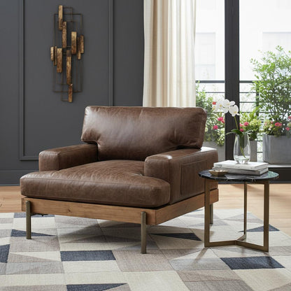 Chocolate & Gray Faux Leather Chair and a Half