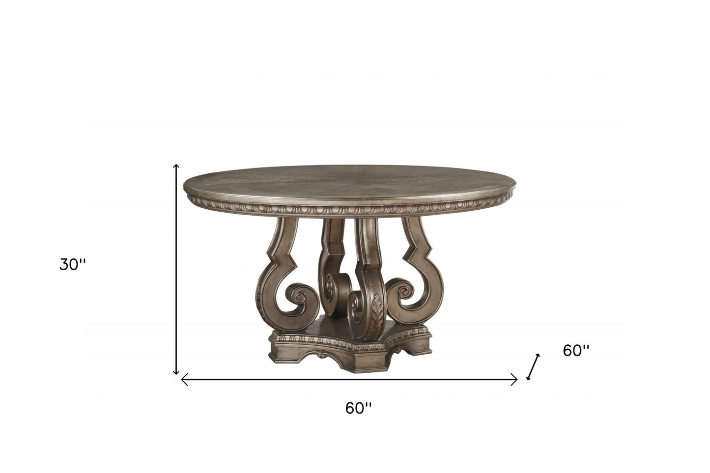 Champagne Rounded Solid Wood Pedestal Base Dining Table