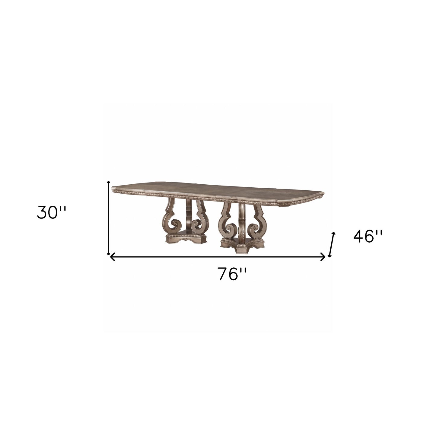 Champagne Solid Wood Double Pedestal Base Dining Table