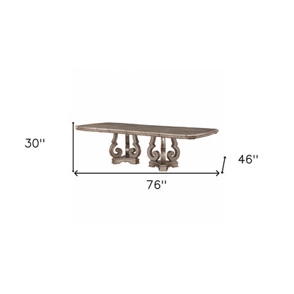 Champagne Solid Wood Double Pedestal Base Dining Table