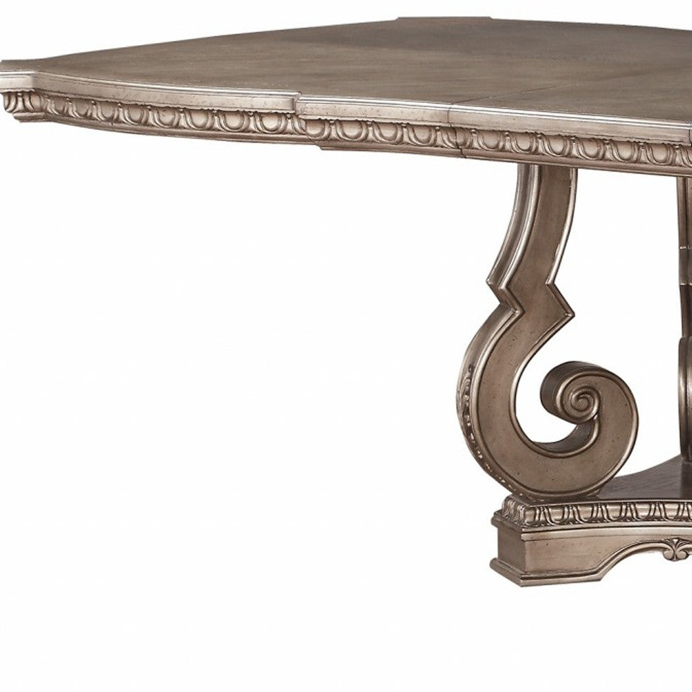 Champagne Solid Wood Double Pedestal Base Dining Table