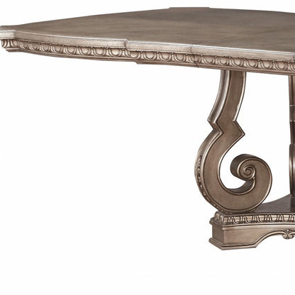 Champagne Solid Wood Double Pedestal Base Dining Table