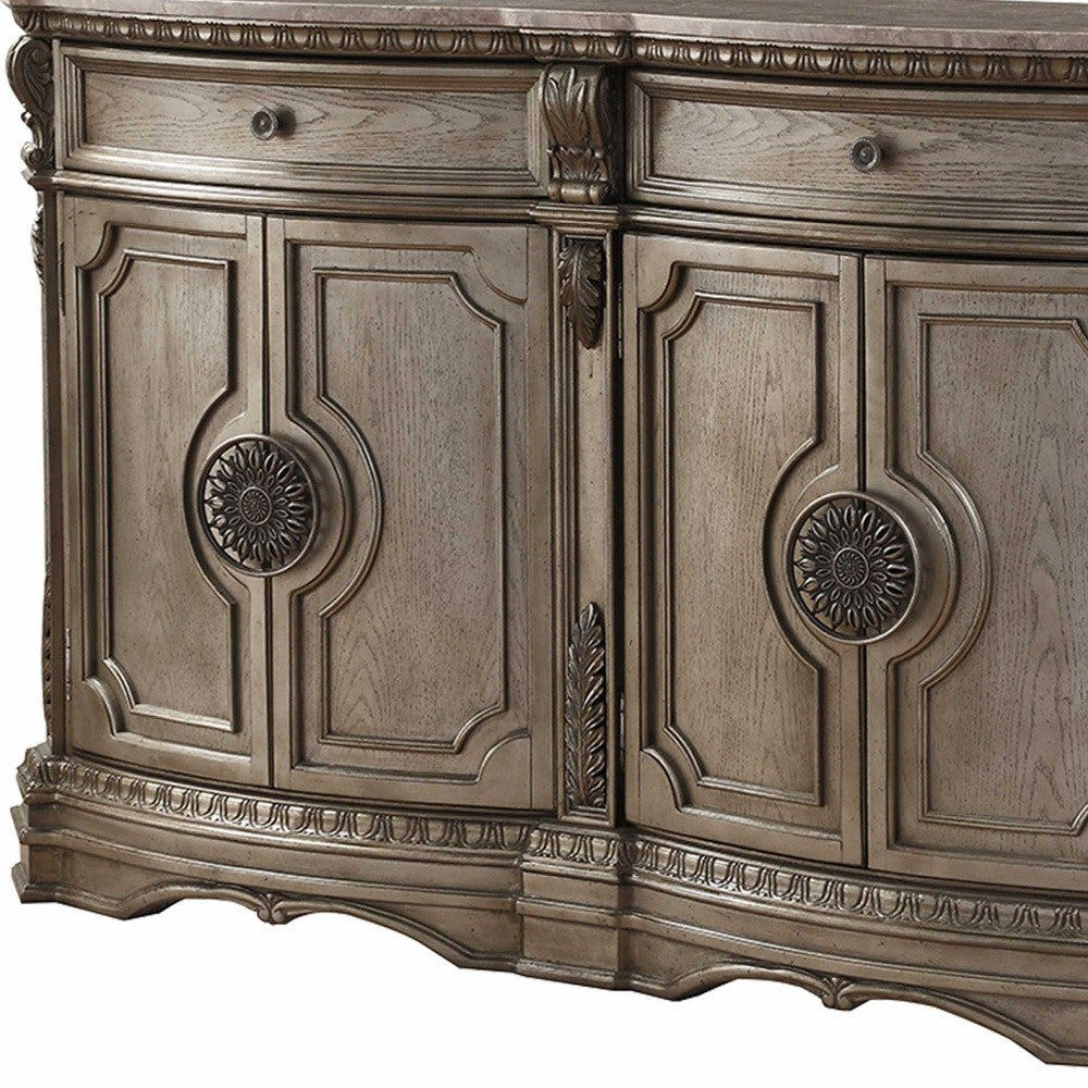 Champagne Solid Wood 2 Drawer Server