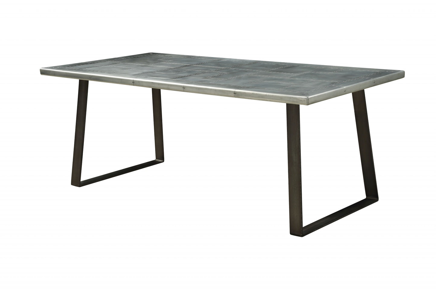 Silver And Gray Aluminum And Metal Sled Base Dining Table