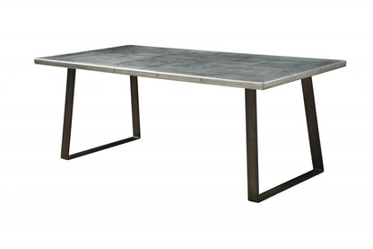 Silver And Gray Aluminum And Metal Sled Base Dining Table