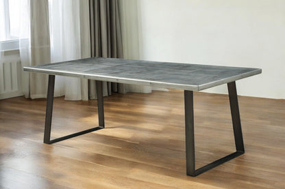 Silver And Gray Aluminum And Metal Sled Base Dining Table