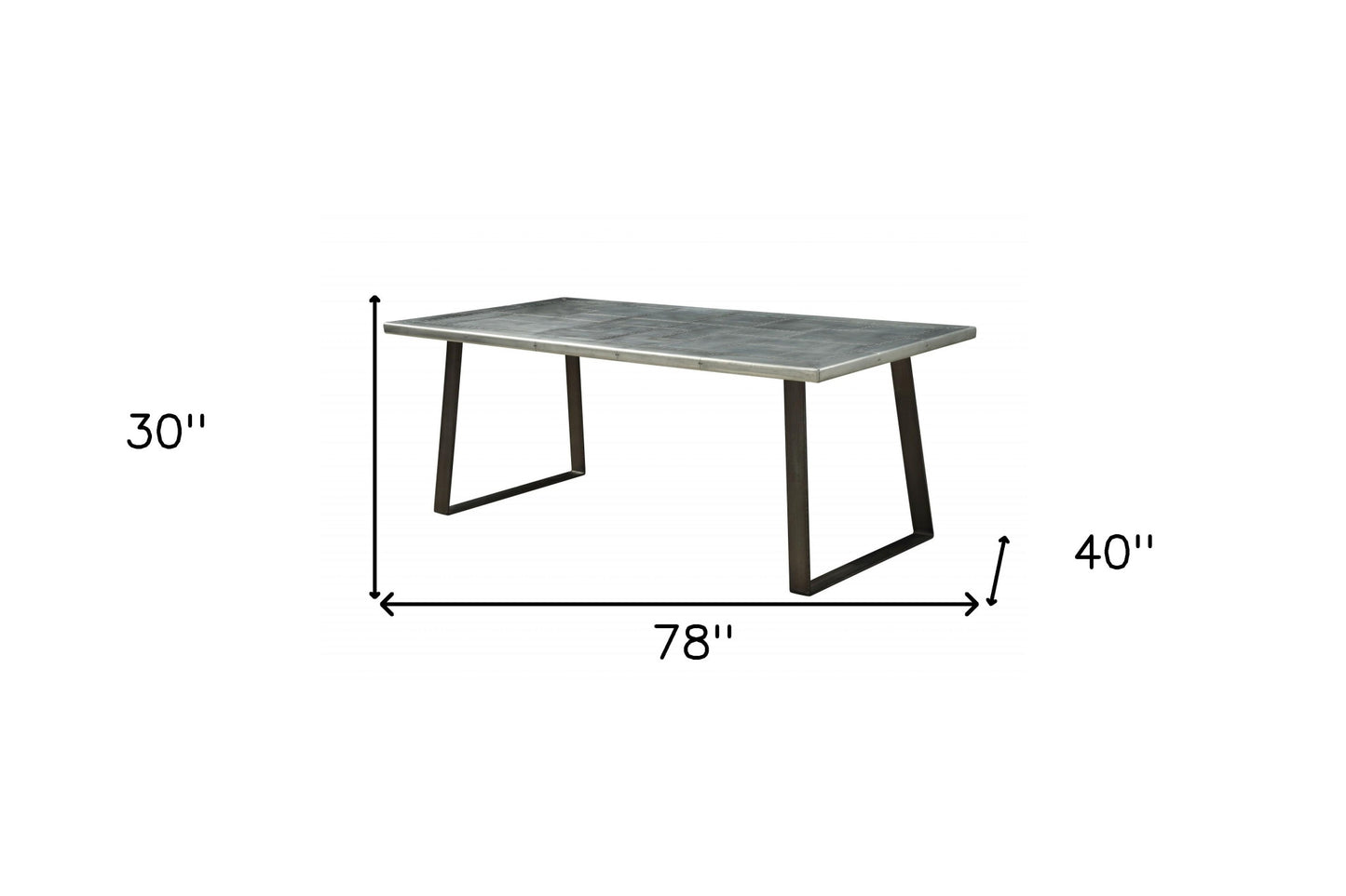 Silver And Gray Aluminum And Metal Sled Base Dining Table