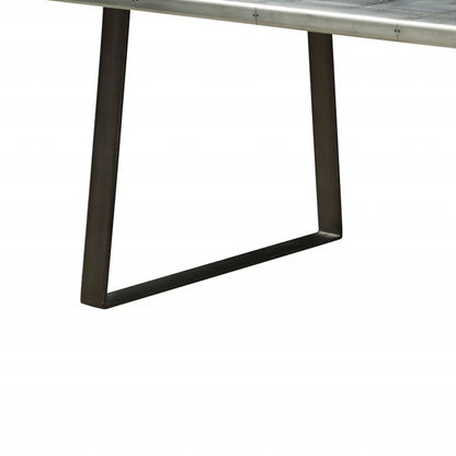 Silver And Gray Aluminum And Metal Sled Base Dining Table