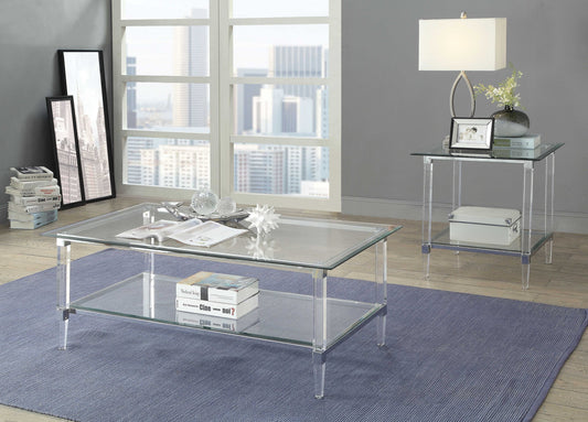 Clear Acrylic Chrome & Clear Glass Coffee Table