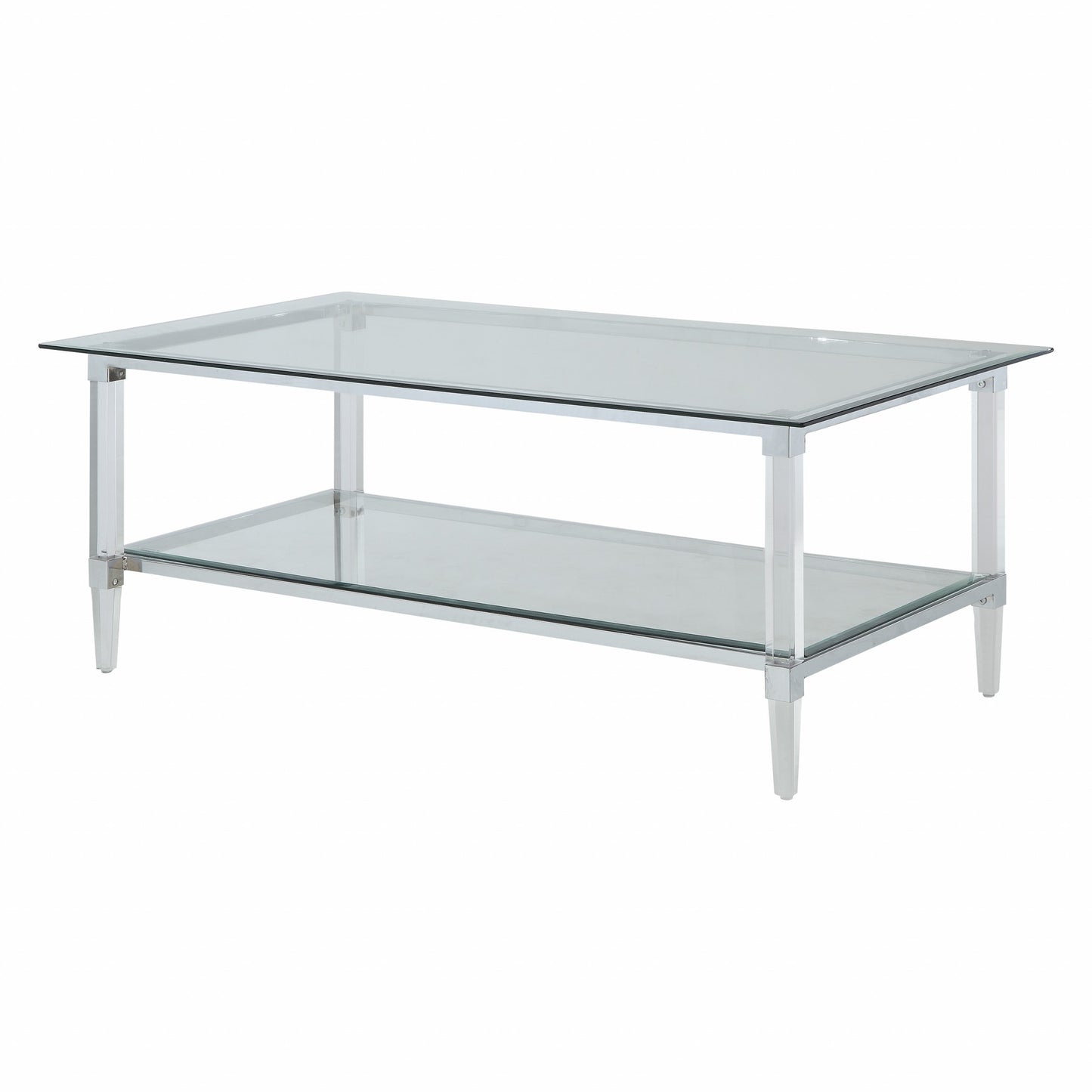 Clear Acrylic Chrome & Clear Glass Coffee Table