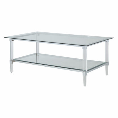 Clear Acrylic Chrome & Clear Glass Coffee Table