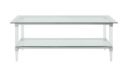 Clear Acrylic Chrome & Clear Glass Coffee Table