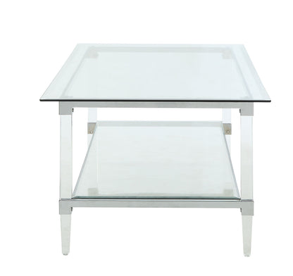 Clear Acrylic Chrome & Clear Glass Coffee Table