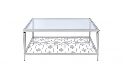 Nickel Clear Glass Coffee Table