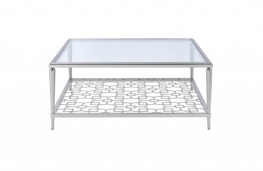 Nickel Clear Glass Coffee Table