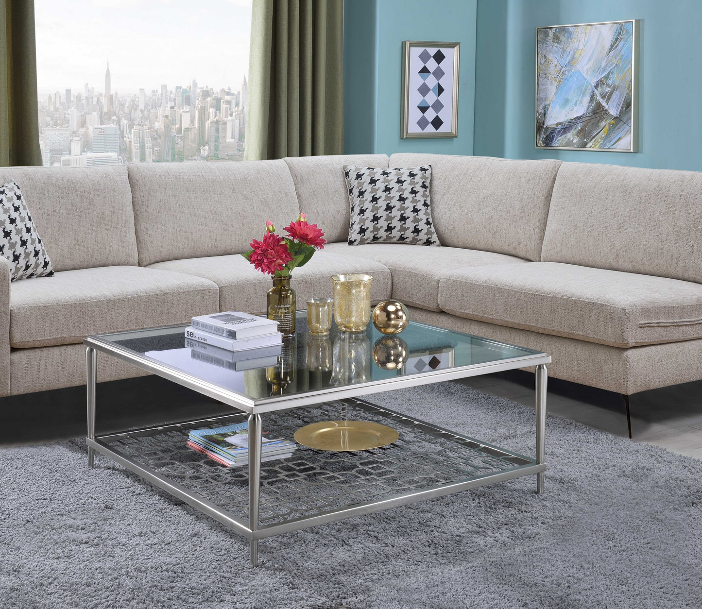 Nickel Clear Glass Coffee Table
