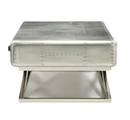 Silver Aluminum Coffee Table w/ 3 Drawers