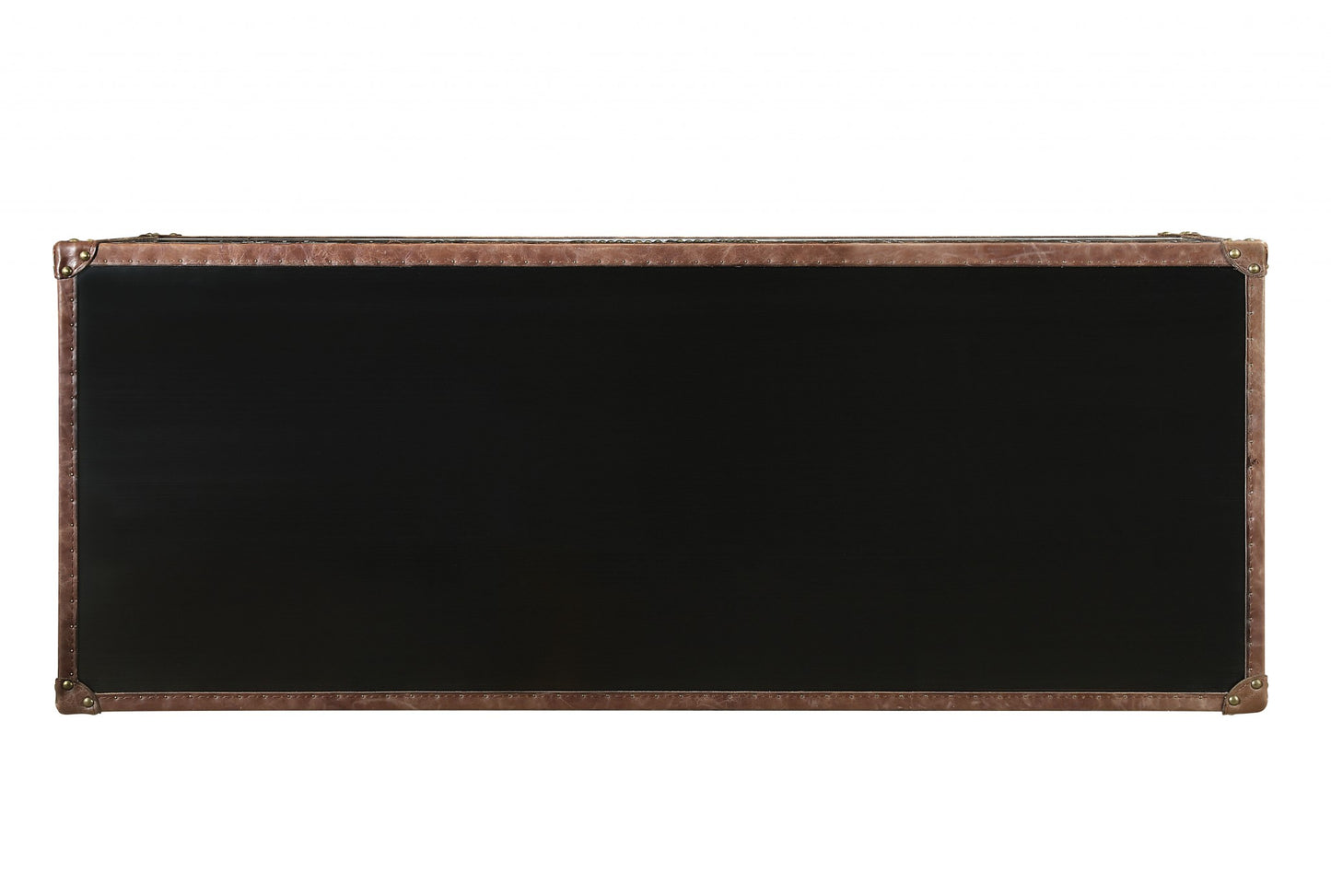 Brown Silver & Black Leather Console Table