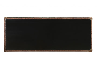 Brown Silver & Black Leather Console Table