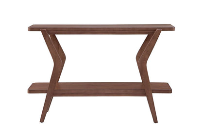 Stratton 32" Mid-Century Modern Console Table with Walnut Veneers and Lower Shelf - Straight On
