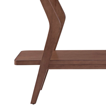 Stratton 32" Mid-Century Modern Console Table with Walnut Veneers and Lower Shelf - Detail
