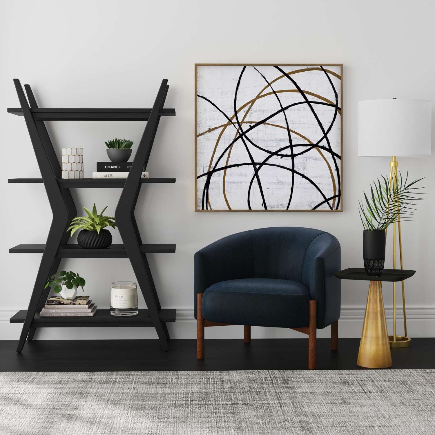 Stratton Black Etagere - Room Scene