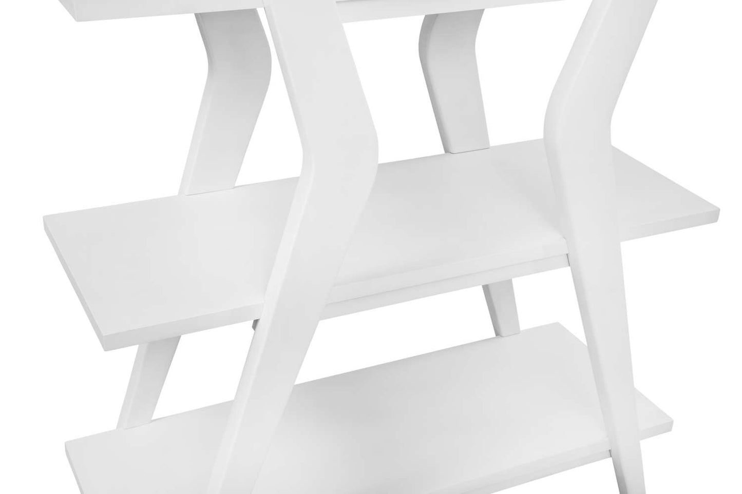 Stratton 66” White Etagere with 4 Open Shelves in Solid Rubberwood - Detail