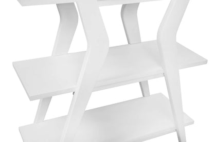Stratton 66” White Etagere with 4 Open Shelves in Solid Rubberwood - Detail