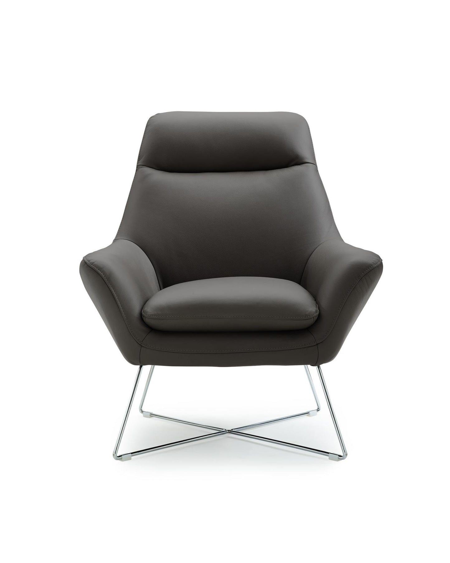 Gray & Silver Italian Leather Tufted Arm Chair