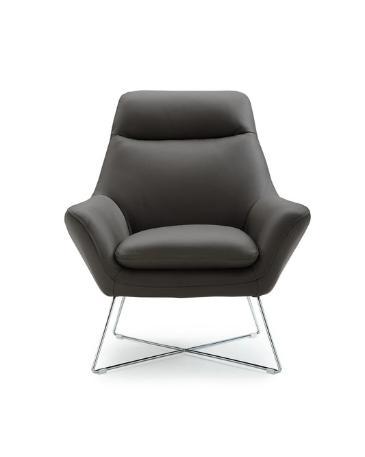 Gray & Silver Italian Leather Tufted Arm Chair