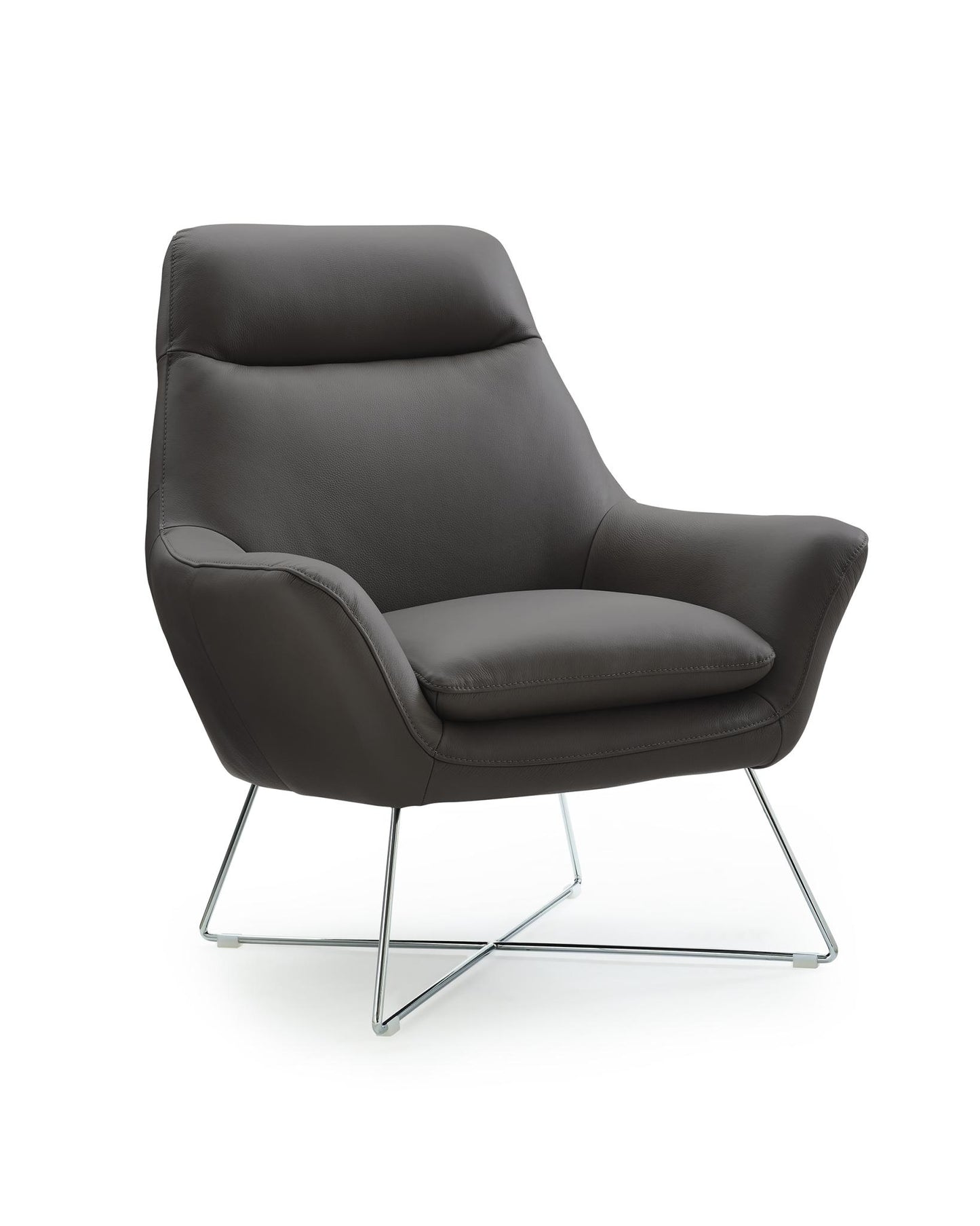 Gray & Silver Italian Leather Tufted Arm Chair