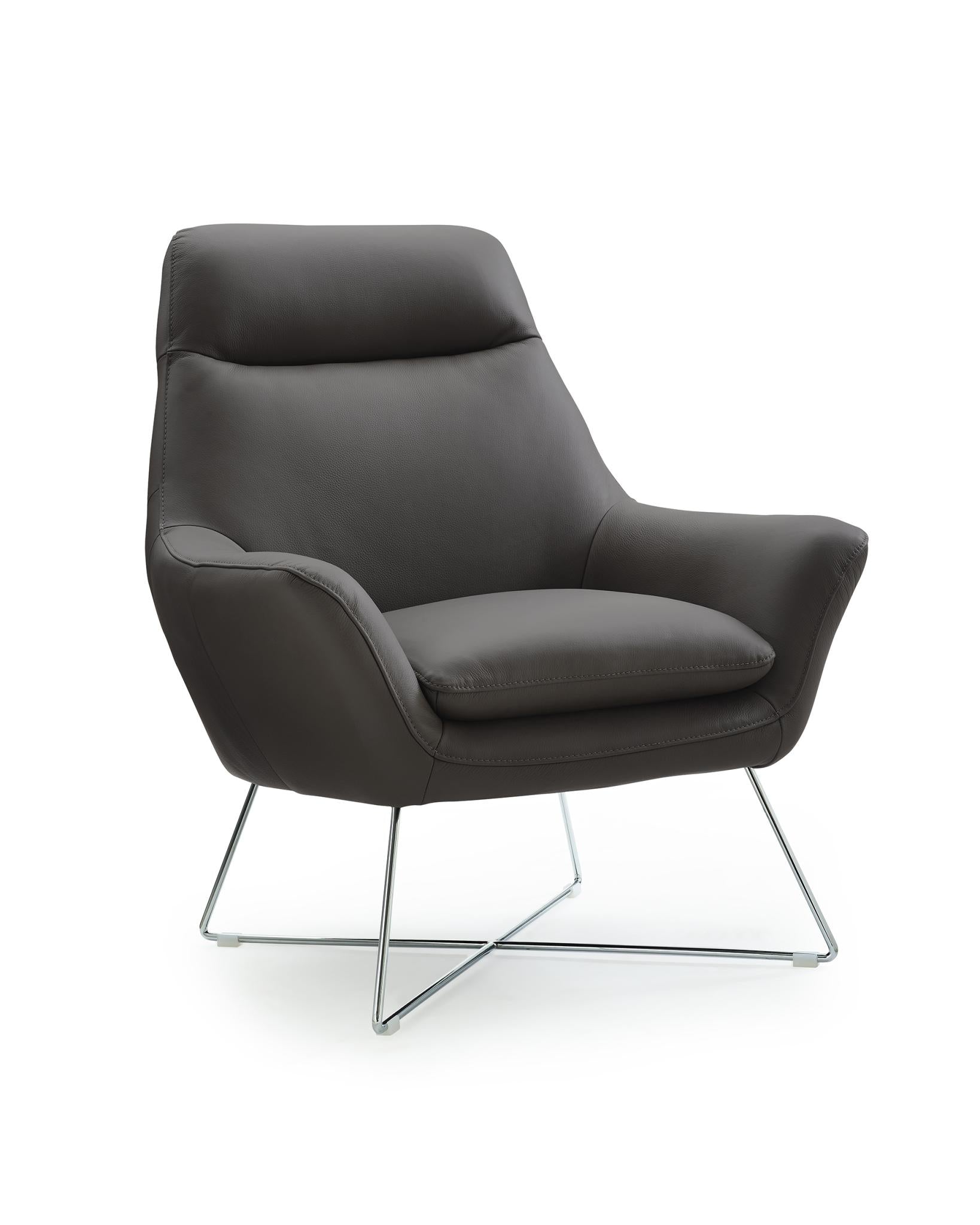 Gray & Silver Italian Leather Tufted Arm Chair