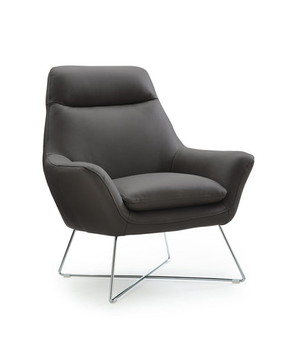 Gray & Silver Italian Leather Tufted Arm Chair