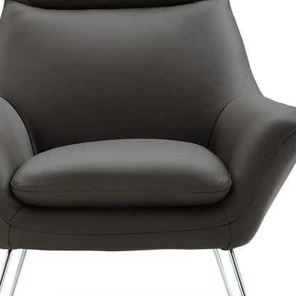 Gray & Silver Italian Leather Tufted Arm Chair