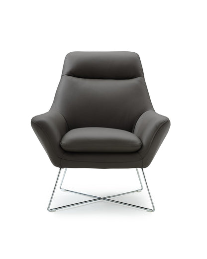 Gray & Silver Italian Leather Tufted Arm Chair