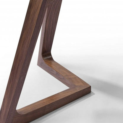 Clear and Brown Glass and Solid Wood Self-Storing Leaf Dining Table
