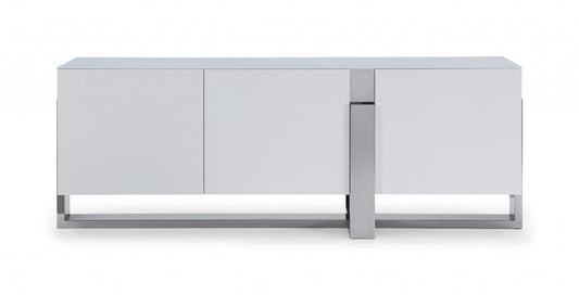 White Glass Frame Console Table