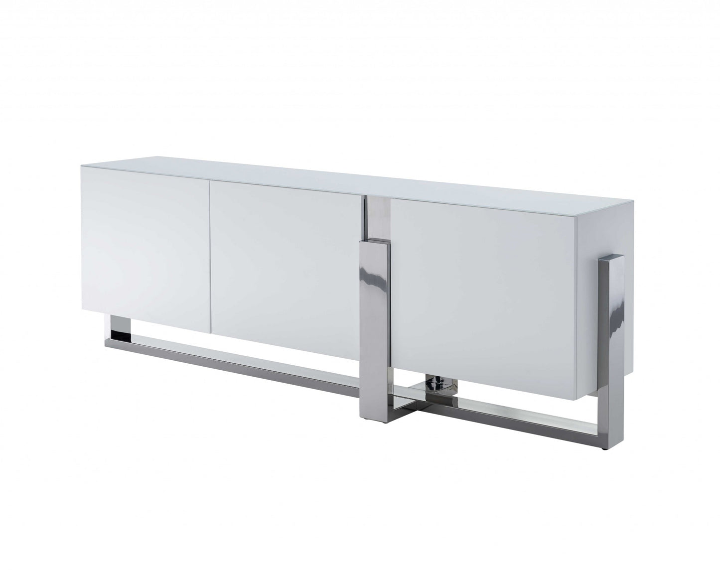 White Glass Frame Console Table