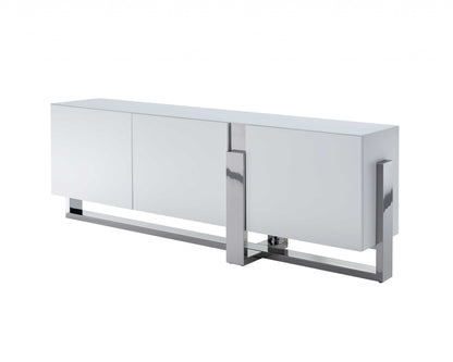 White Glass Frame Console Table
