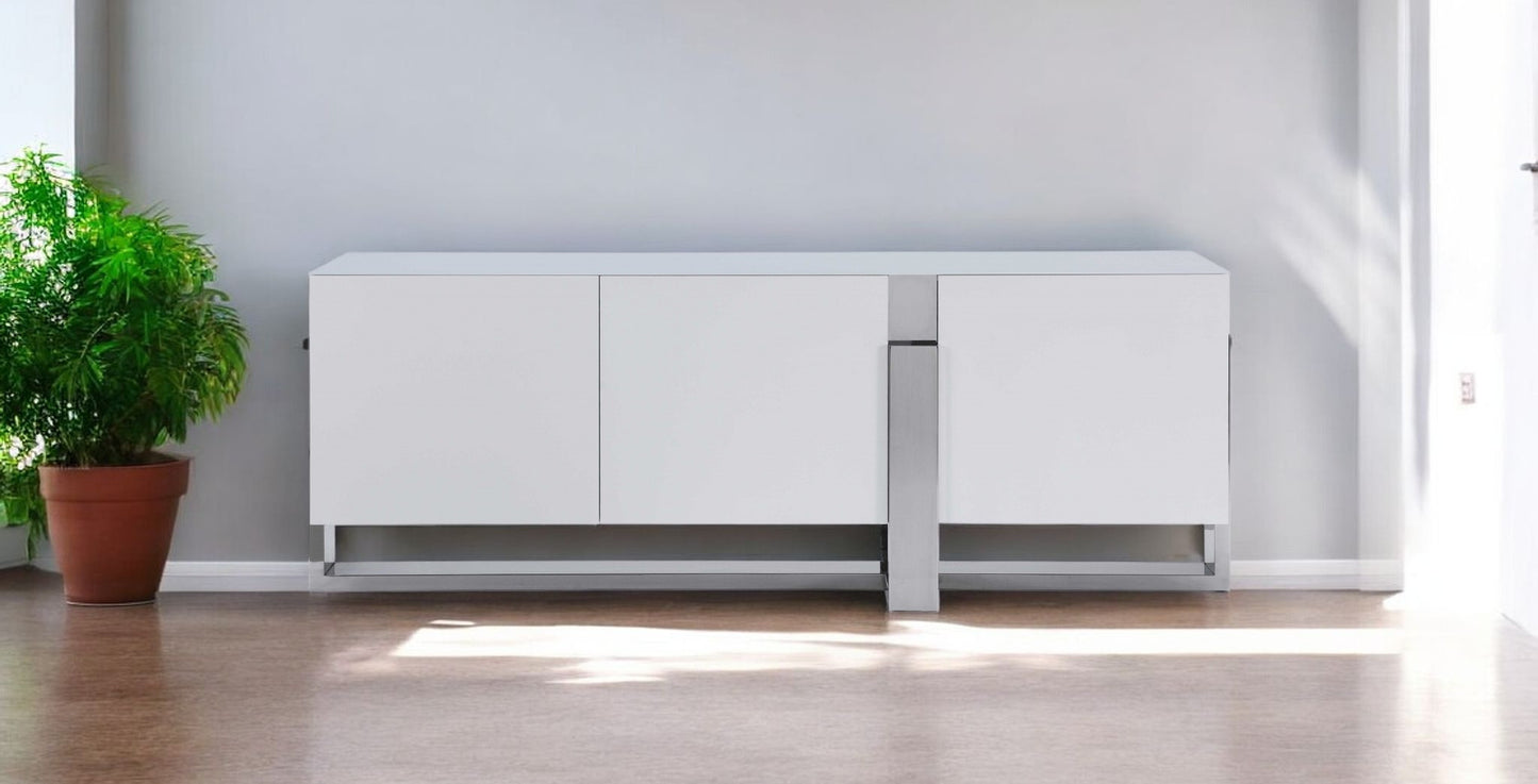 White Glass Frame Console Table