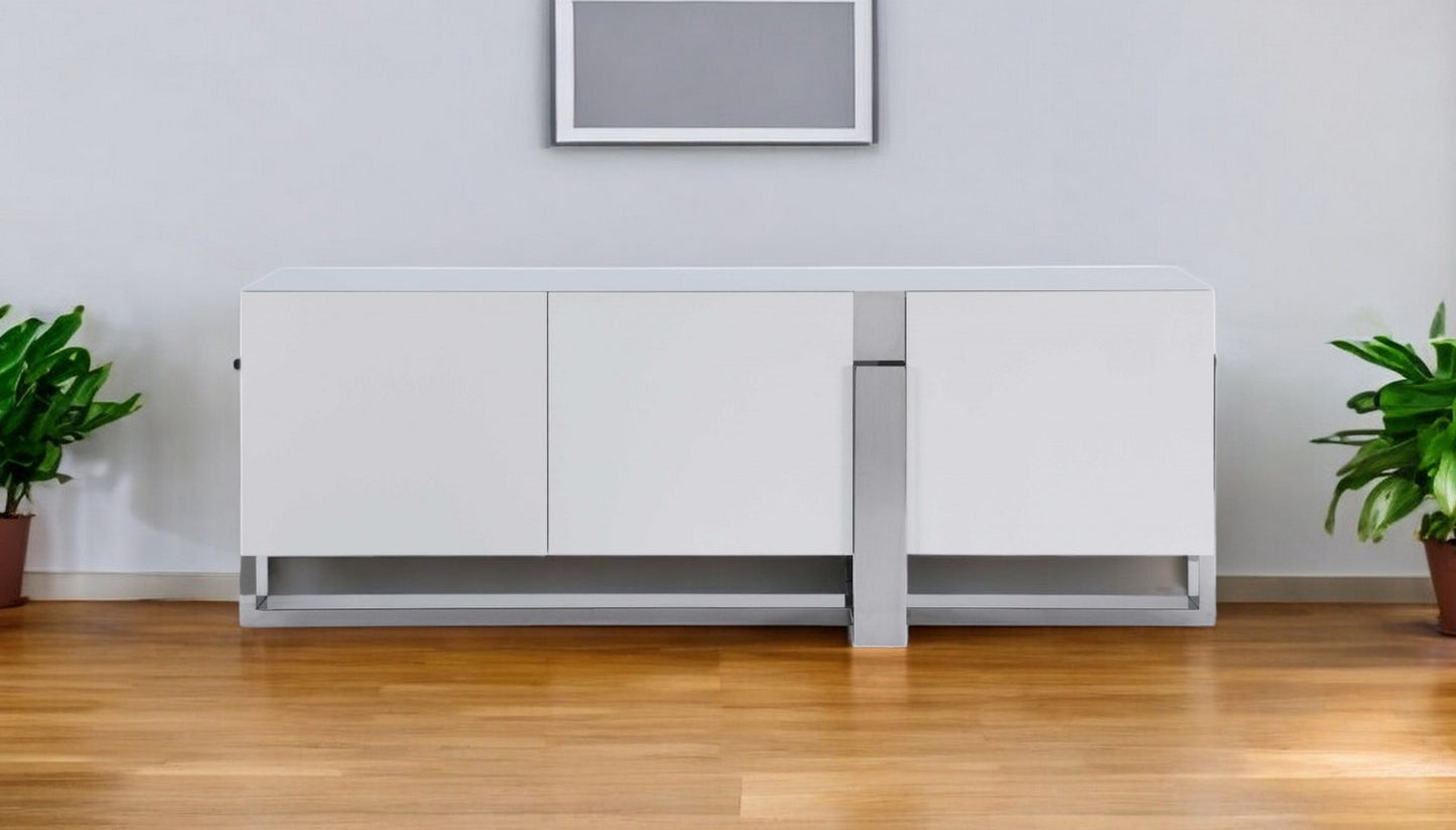 White Glass Frame Console Table