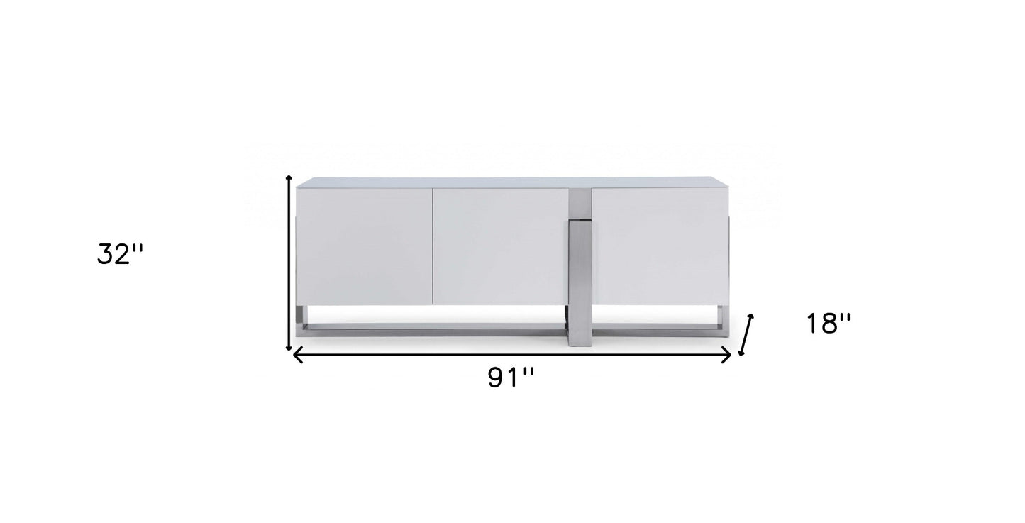 White Glass Frame Console Table