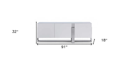 White Glass Frame Console Table